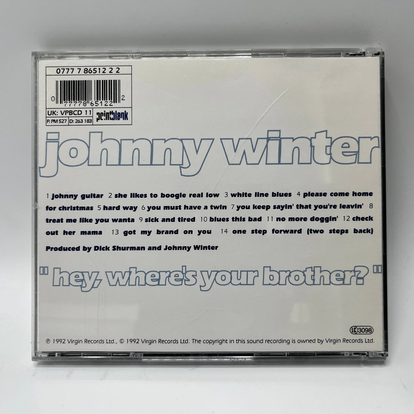 Johnny Winter - "Hey, Where's Your Brother?" CD