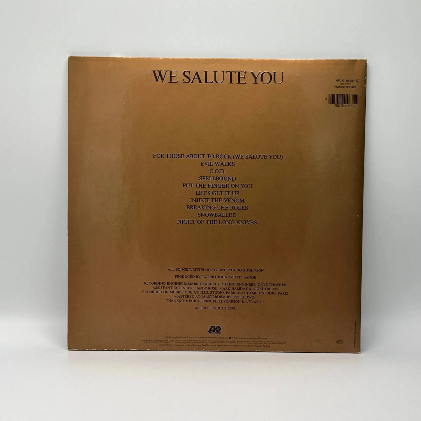 AC/DC - For Those About To Rock (We Salute You) LP