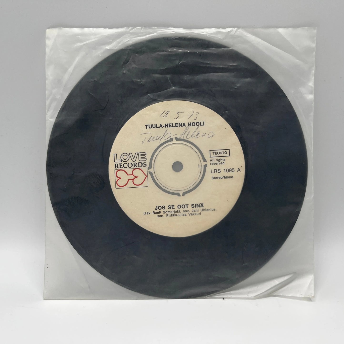 Tuula-Helena Hooli - Jos Se Oot Sinä/Muistot Vain Vilkuttaa Single
